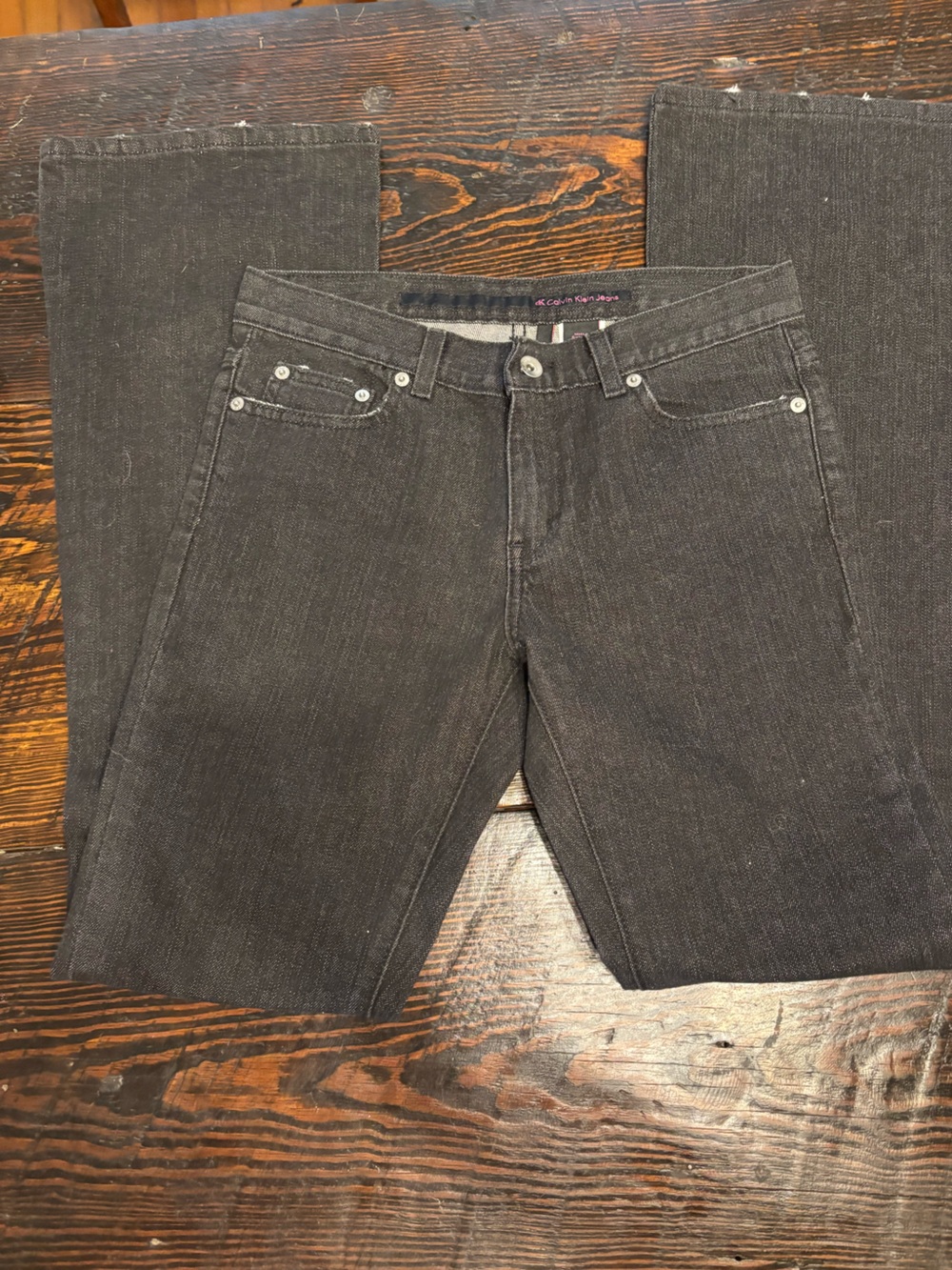 Calvin Klein Jeans Charcoal Flare Wide-Leg Jeans